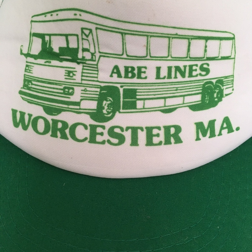 NEW! Vintage Trucker’s Cap 'Abe Lines Worcester MA' Adjustable Back Green White - Picture 2 of 8